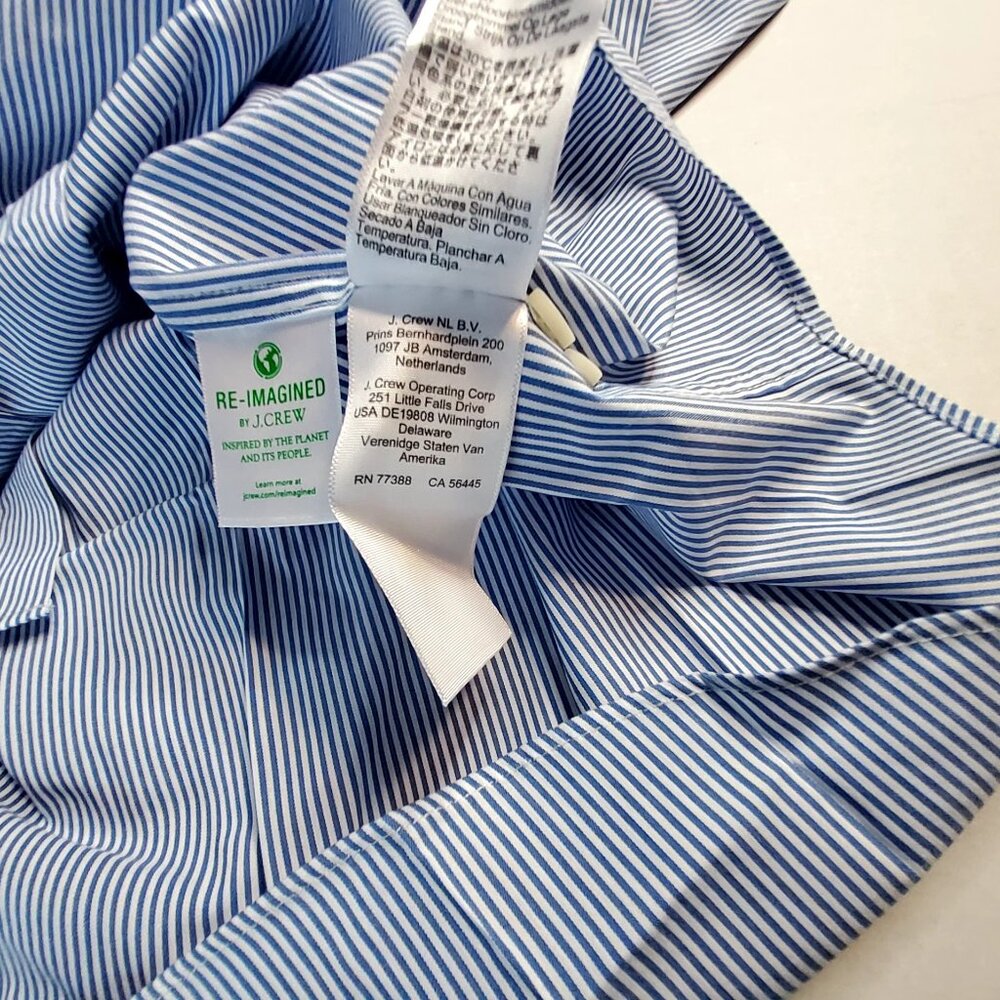 J.Crew Blue & White Striped XXL Performance Dress Shirt -Reimagined Cotton Blend - Picture 9 of 15